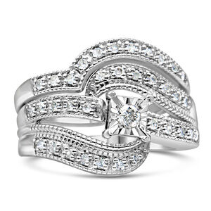 .925 Sterling Silver 1/3 Cttw Round Diamond